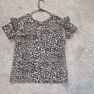Leopard Print Short Sleeve Top